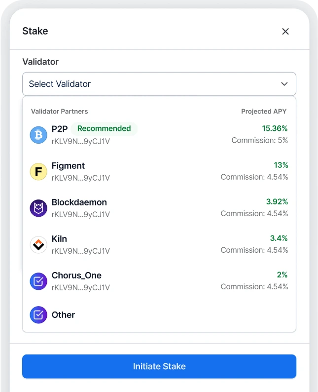 Select from validator partners